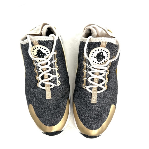 Nike Air Huarache Run Ultra SE Women Size 8 Orewood Gray Gold Shoe Sneaker - Picture 3 of 9